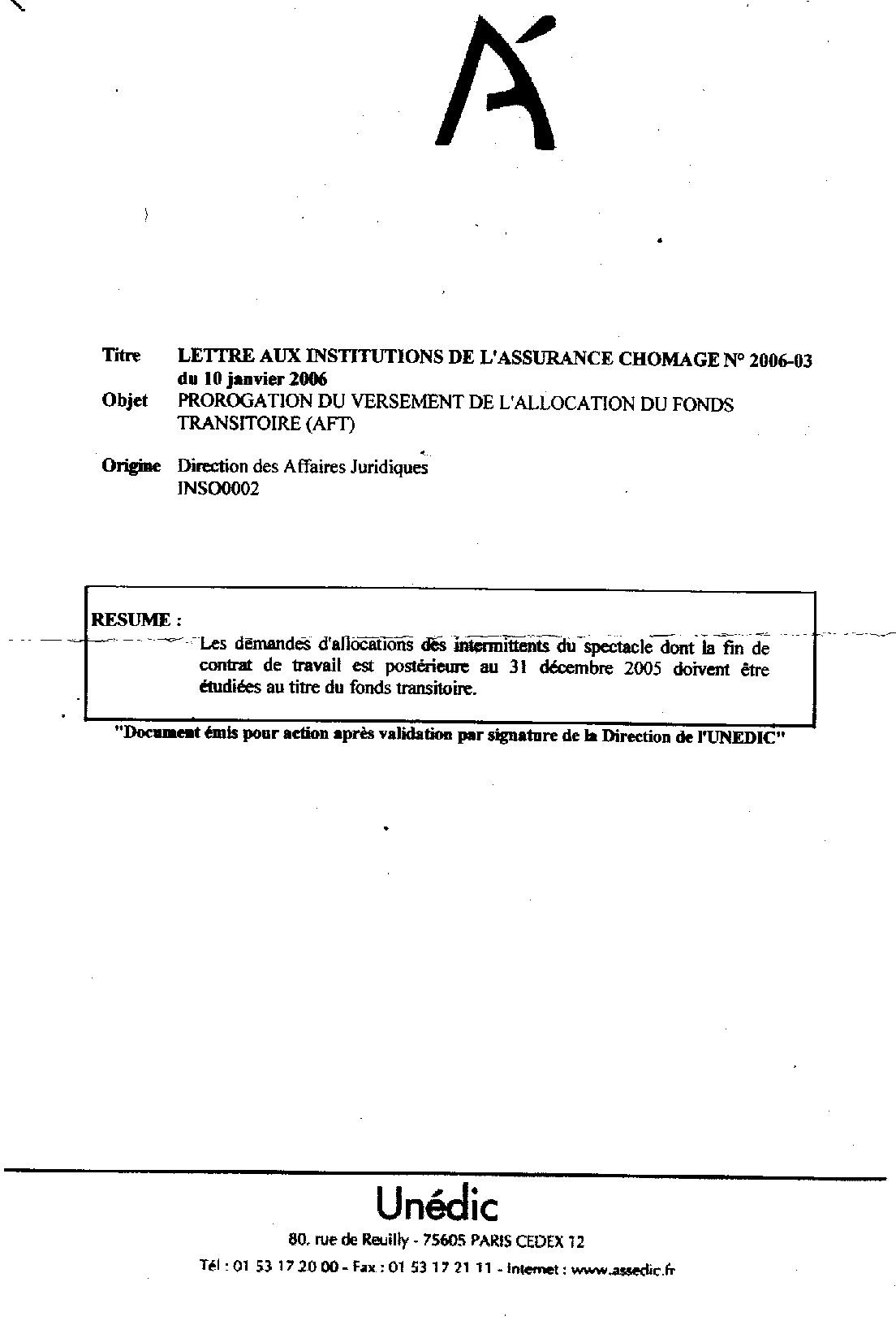 CIP-IDF > AFT prorogée en 2006 dans l'attente de nouvelles 