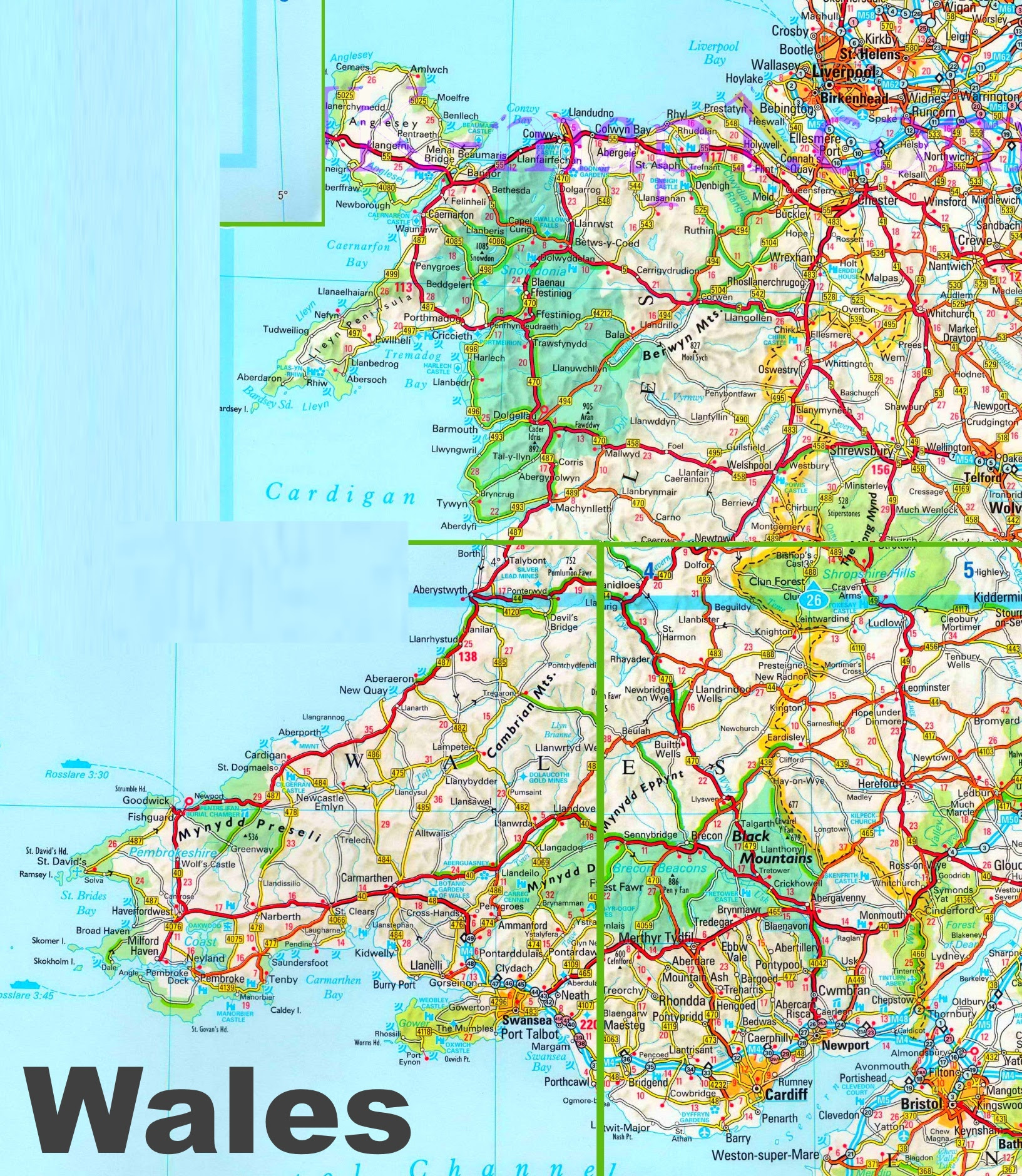 Map Of Wales Uk Detailed map of Wales