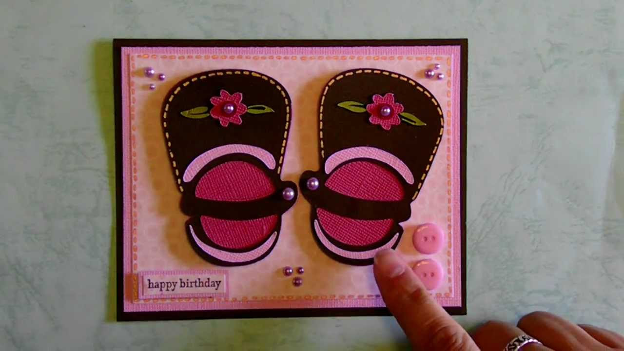 Cricut Baby or Little Girl Shoe Happy Birthday card Kates' ABC