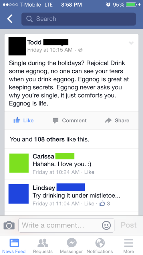 eggnog,christmas,relationships,holidays,failbook,g rated