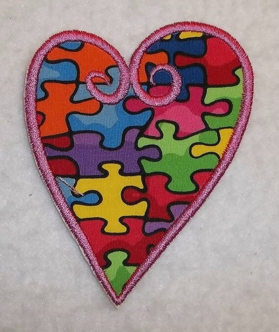 Heart Autism Awareness Puzzle Piece iron on by TheFabricScene