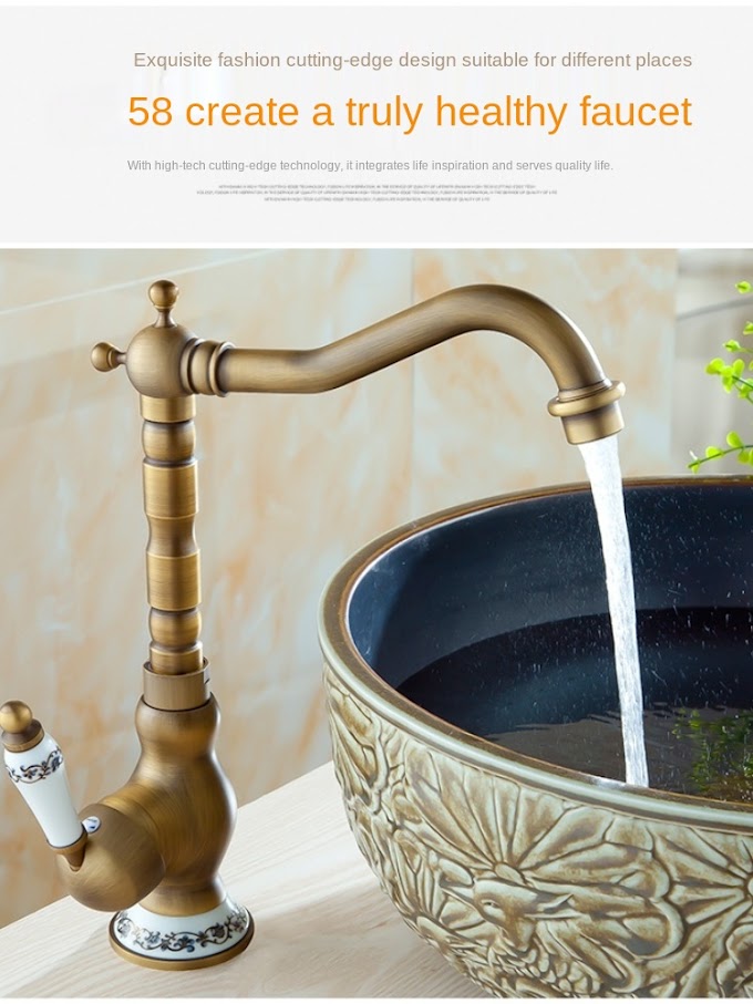 Buying Faucet for Basin 360 Degree Swivel Hot and Cold Taps Sink Faucet Retro Faucet All Copper European Antique Faucet