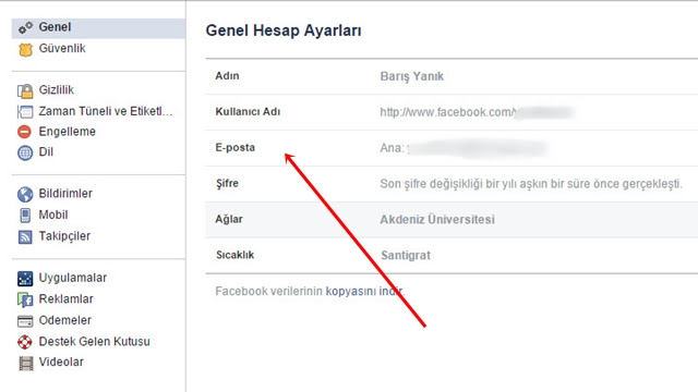 Facebook E-posta Değiştirme