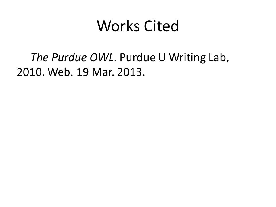 Owl Purdue Mla Works Cited Essay