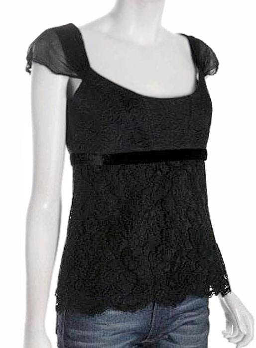 ELIE TAHARI • Black Embroidered Lace ELIA Blouse Top • NWT • MEDIUM ...