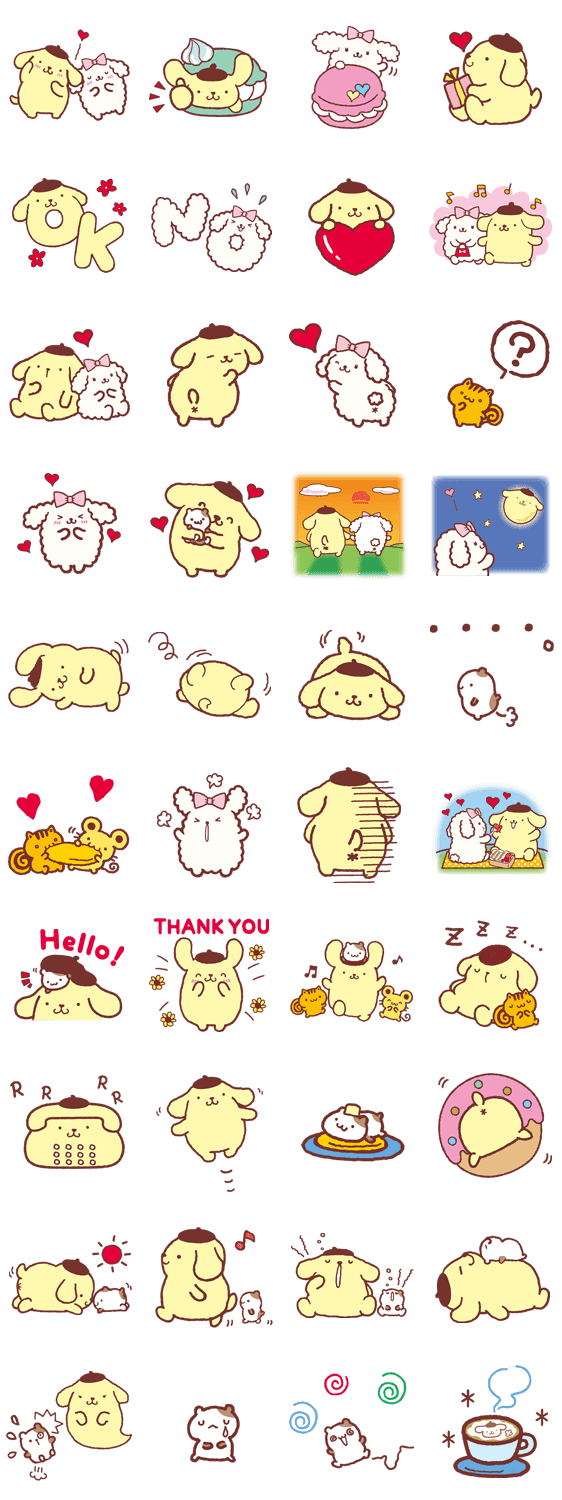 ポムポムプリン みんな仲良く Line公式スタンプ Lineで使えるスタンプを紹介 スタンプひろば