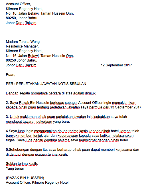 Contoh Surat Letak Notis