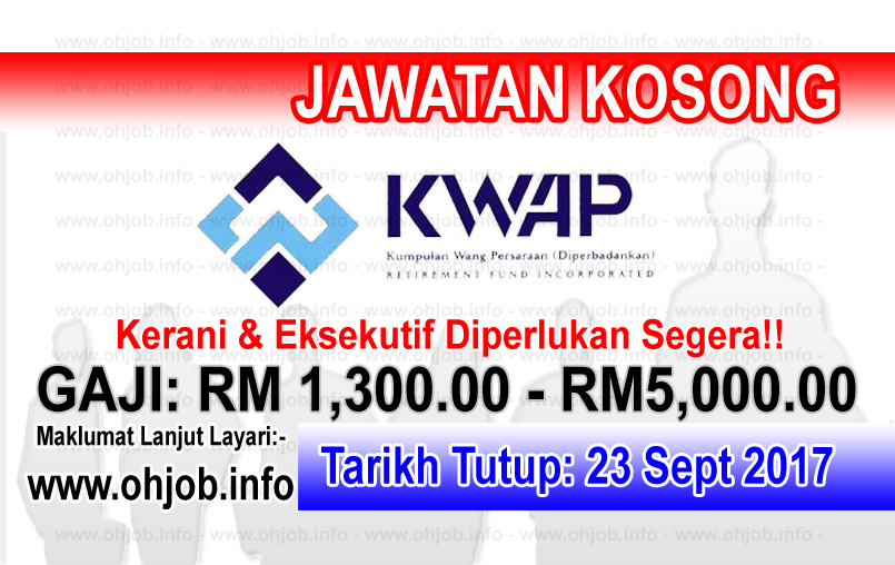 Jawatan Kerja Kosong Kumpulan Wang Persaraan - KWAP logo www.ohjob.info september 2017