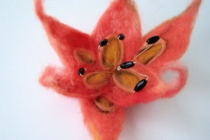 Lily of Strength Needlefelted Wool Pin Brooch 