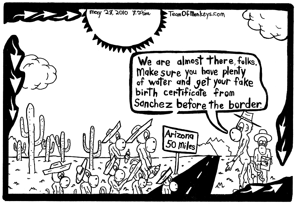 Arizona immigration laws maze cartoon