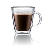 Bodum Bistro Double-Wall Insulated 10-Ounce Glass Mug, Set of 2
