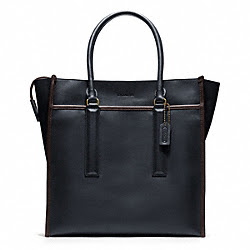BLEECKER LEATHER TOTE - COACH f70725 - BRASS/NAVY/MAHOGANY