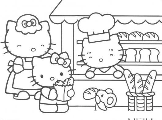 Pintar Hello Kitty Colorear Hello Kitty Dibujo Para Colorear A La Hello Kitty En La Panaderia Dibujosa Com