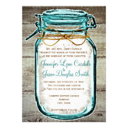 Mason Jar Barn Wood Rustic Wedding Invitations