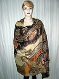 Dark Brown Reversible Jamawar Woven Pashmina Shawl