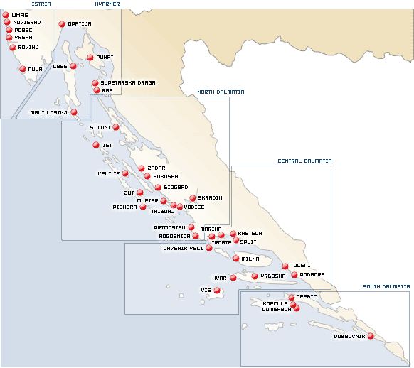 marina kroatien karte Yachtcharter Kroatien, Yachtcharter und Segeln Kroatien 