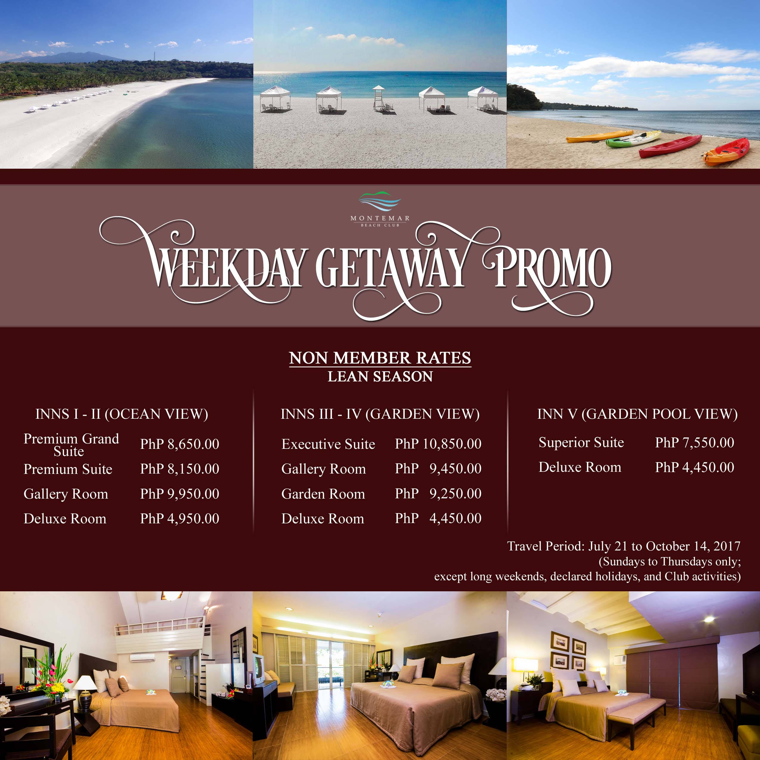 Promos & Discounts – Weekday  Montemar Beach Club