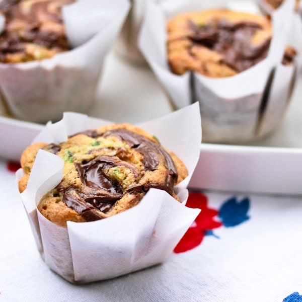 Zucchini Muffins Nutella Swirl