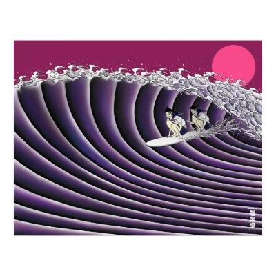 japanese sunset surfing poster by ryurakudo