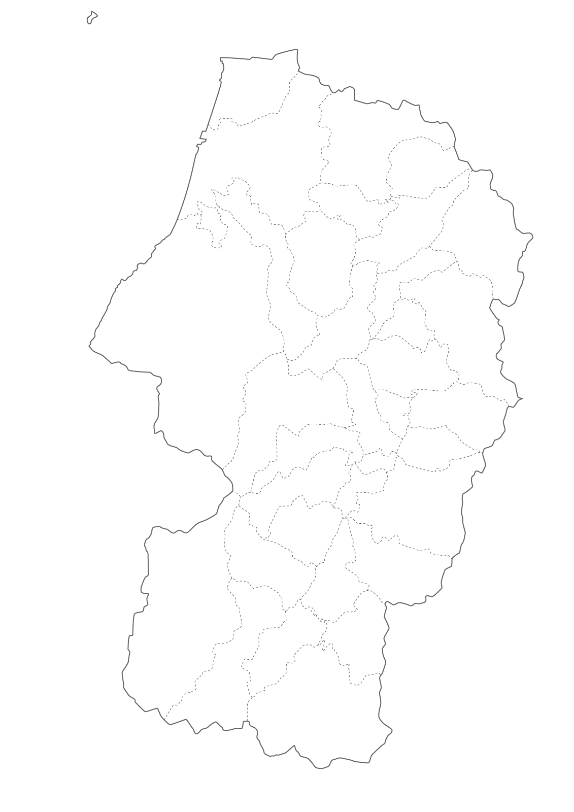 ちずそ 無料地図素材 東北地方境界線入り白地図