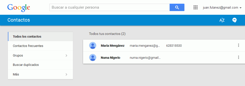 Gmail. Nueva interfaz de contactos