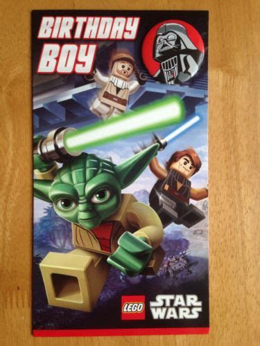  birthday boy lego star wars birthday card 9 x 5 includes badge