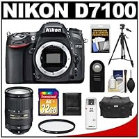 Nikon D7100 Digital SLR Camera Body with 18-300mm VR Lens + 32GB Card + Case + Filter + Remote + Tripod + Accessory Kit