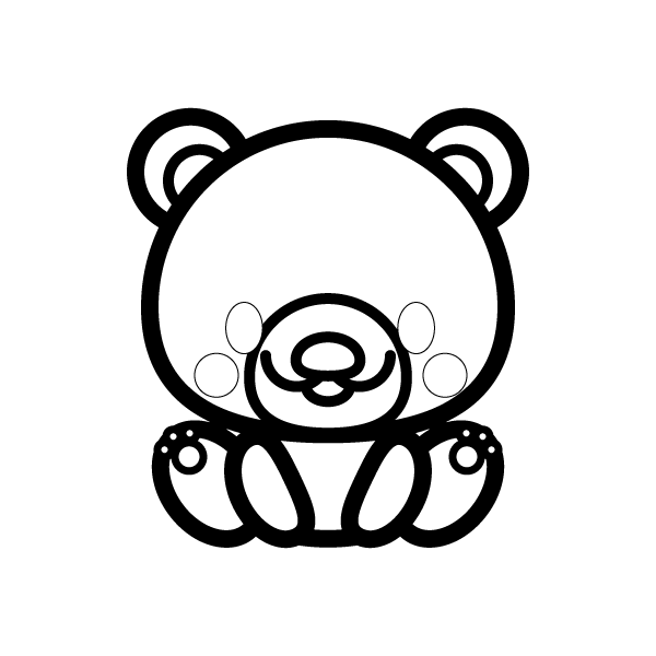 塗り絵に最適な白黒でかわいいくまの無料イラスト 商用フリー オイデ43
