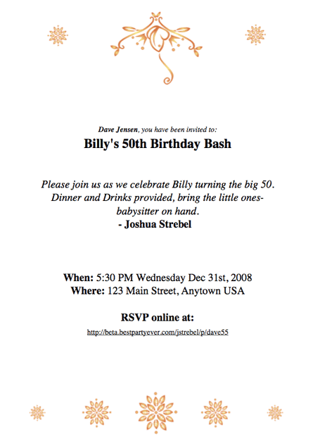 50th birthday party invitations. Free Party Invitation Template