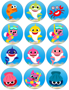 Baking Accs Cake Decorating Baby Shark Cupcake Toppers Baby Shark Edible Image Baby Shark Party Home Garden Bioconservation Org