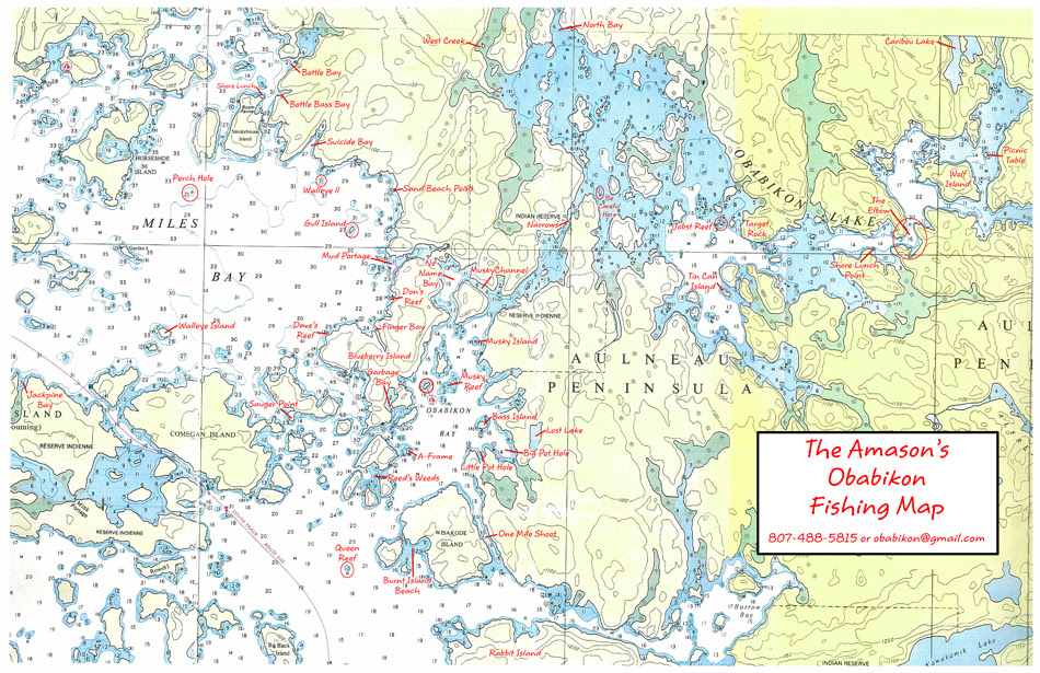 Lake Of The Woods Topographic Map Lake of the Woods Fishing Map | Obabikon Bay Camp, Morson Ontario