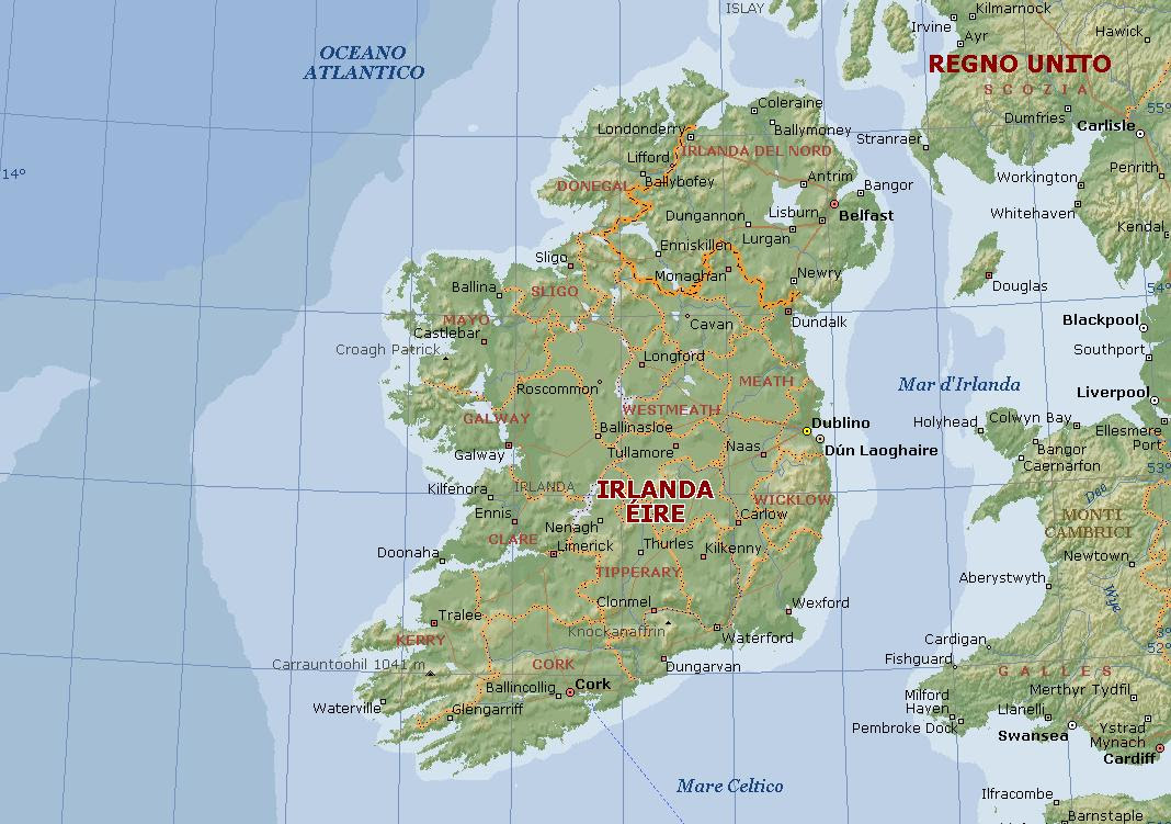 Dublino Irlanda Cartina Geografica