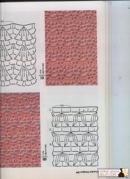 غرز كروشية جديدة بالباترون وطريقة عملها