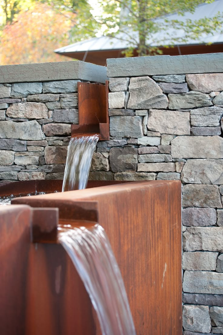 Corten Steel Waterfall, Smith Point Residence, Landscape Architect: H. Keith Wagner Partnership, Image Credit: Susan Teare