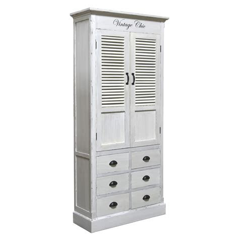 schrank vintage chic weiss shabby chic mit lamellentueren