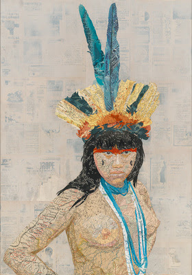 Matthew Cusick Map Works Inlaid maps, Venture Magazines, on panel