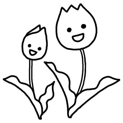 チューリップ1 チューリップ 春の花 無料 白黒イラスト素材