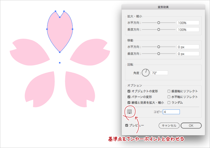 Tips 回転の基準点をつくる イラレラボ Illustrator Labo