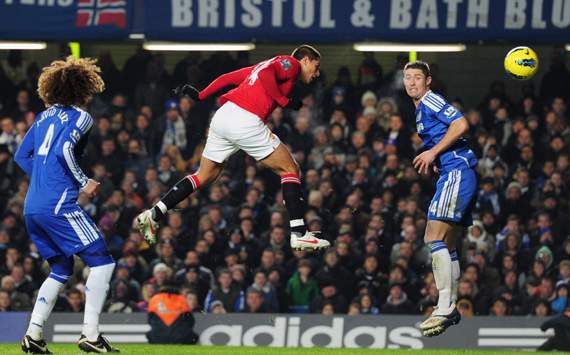 EPL - Chelsea v Manchester United, Gary Cahill and Javier Hernandez 