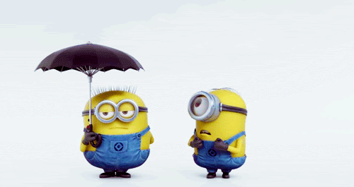 Minion Helps A Minion Without An Umbrella In Despicable Me 2