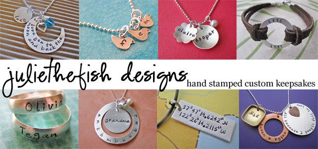 gift certificate to juliethefish designs shop - hand stamped custom keepsakes and gifts