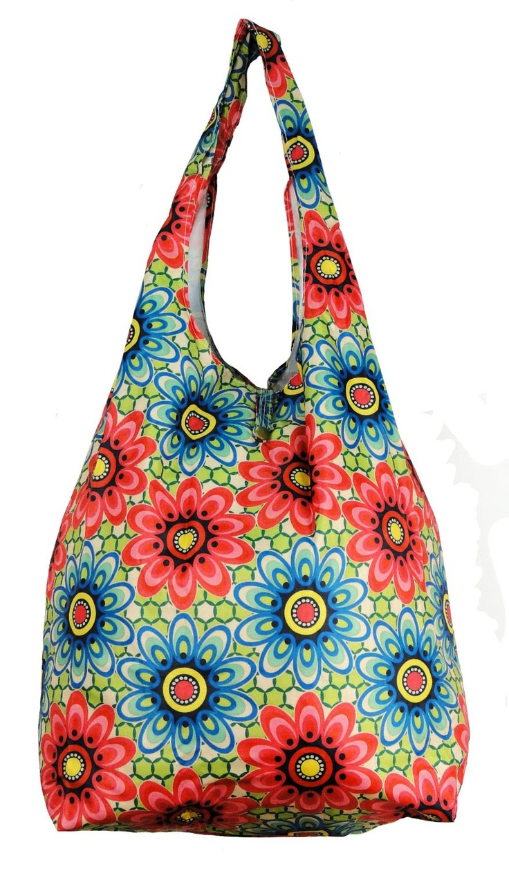 ... com: Trendy Sturdy Shopping Tote Bag - Red Blue Flowers Pattern: Shoes