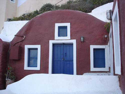 Red Caved-in House in Oia