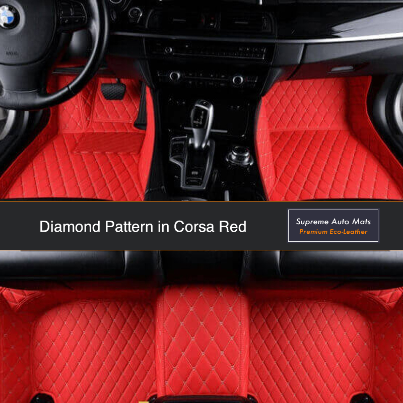 Luxury Eco Leather Custom Made Car Mats Corsa Red Diamond Supreme Auto Mats Factory Direct