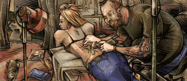 Everybody's just drawin' tattoos. One I saw had a tattoo coming to life all 