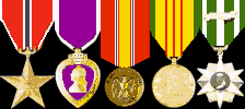 Bronze Star (Merit), Purple Heart, National Defense, Vietnam Service, Vietnam Campaign