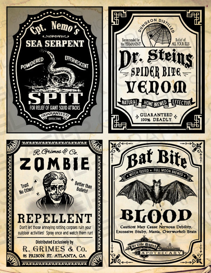 Printable Halloween Bottle Labels