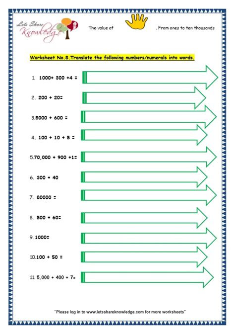  numbers worksheet for grade 3