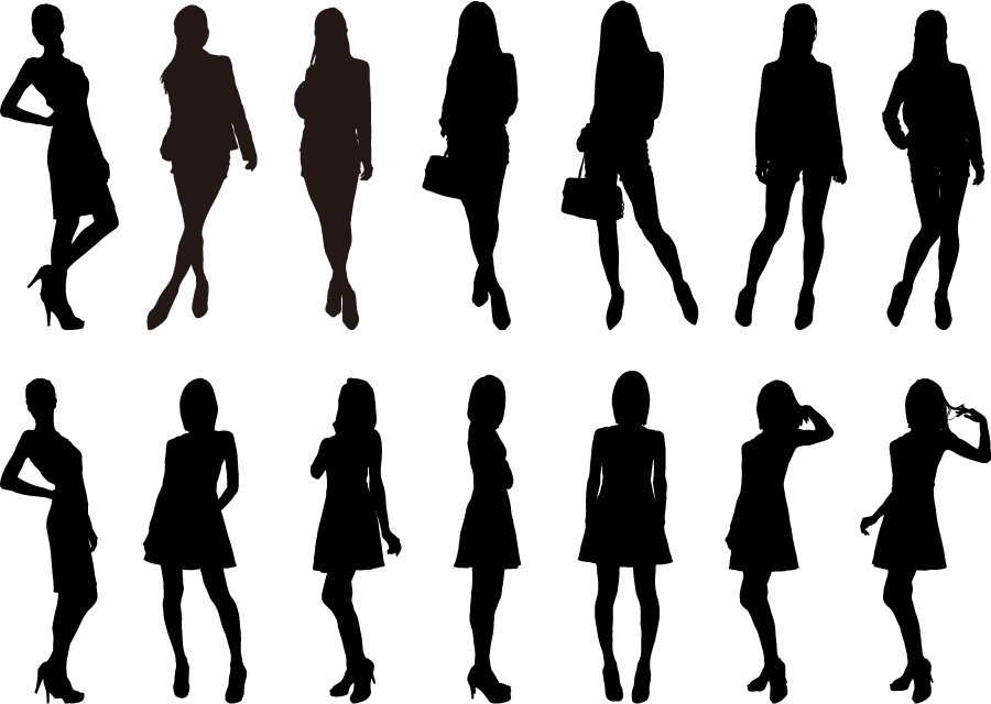 フリーイラスト 14人の女性のシルエットでアハ体験 Gahag 著作権フリー写真 イラスト素材集