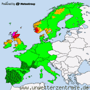 Aktuelle Unwetterwarnungen für Europa